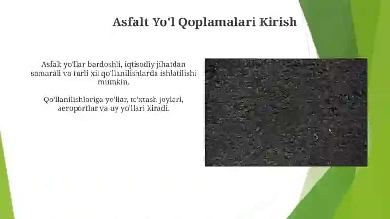 Asfalt Yo'l Qoplamalari Kirish 3