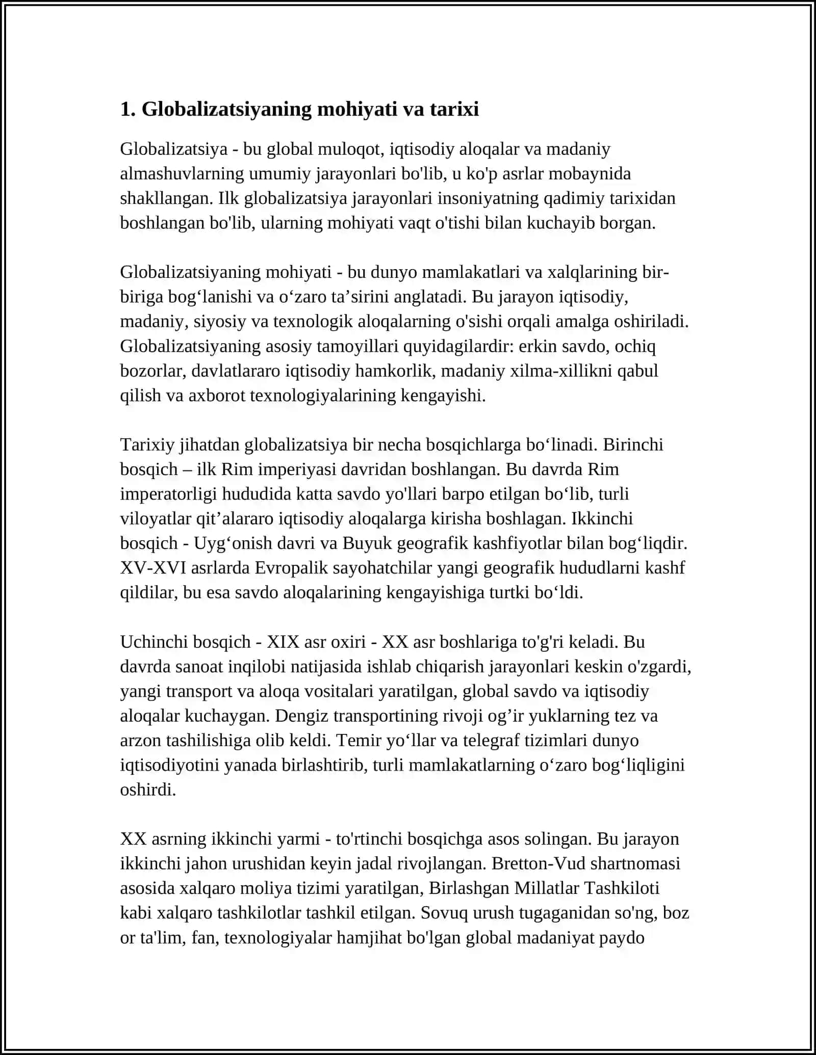 GLOBALLASHUV, GLOBALISTIKA VA BARQAROR TARAQQIYOT JARAYONLARINING MOHIYATI 3