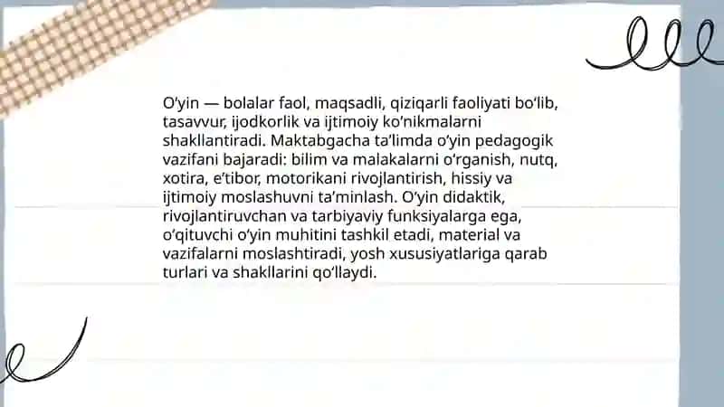 Maktabgacha taʼlim tashkilotlarida oʻyin va uning turlari 3