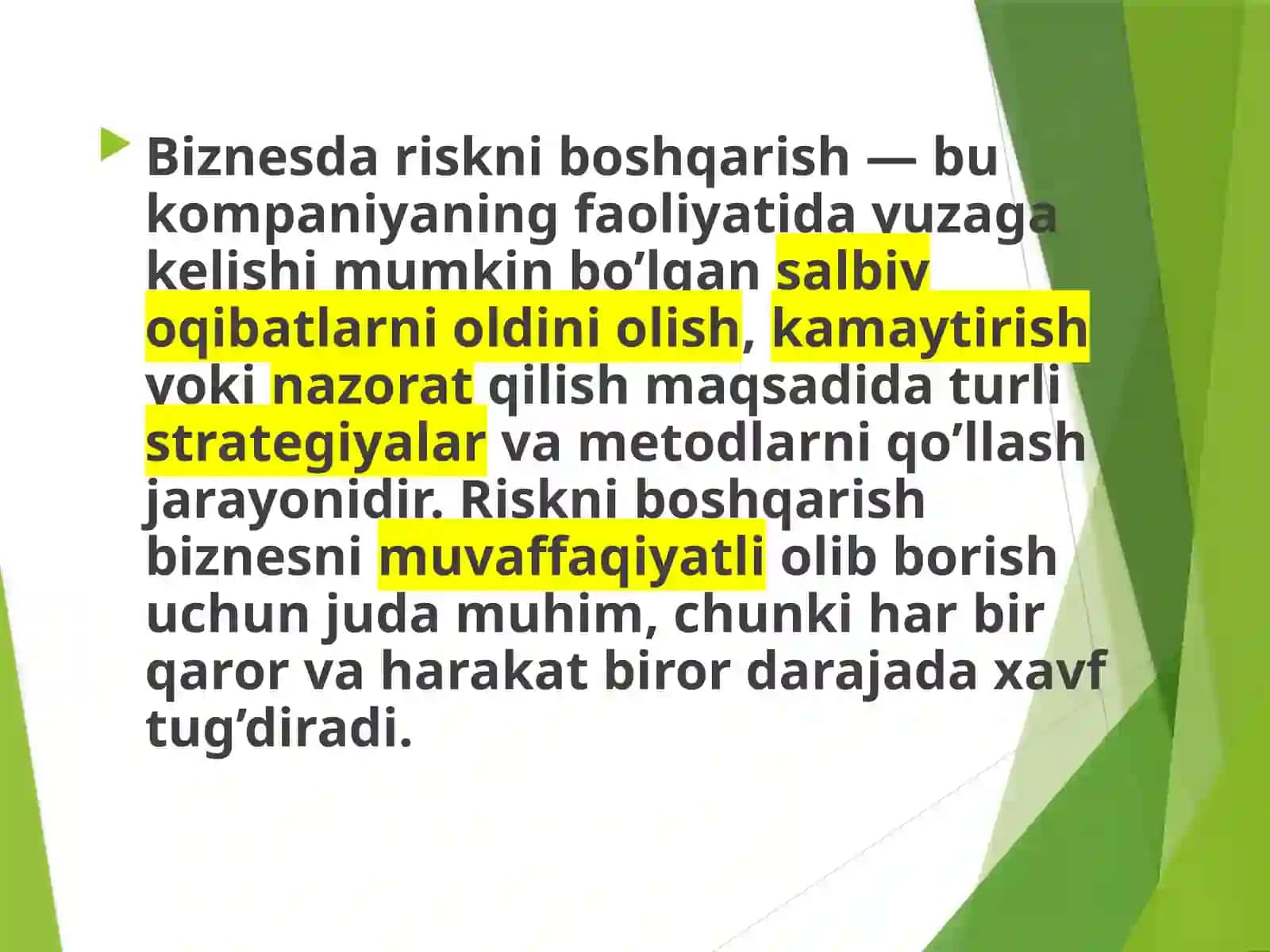 Biznesda risklarni boshqarish. 3