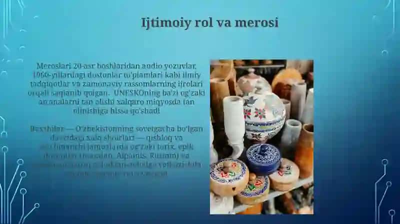 Oʻzbek xalq baxshilari xaqida malumotga ega bo'lish 3
