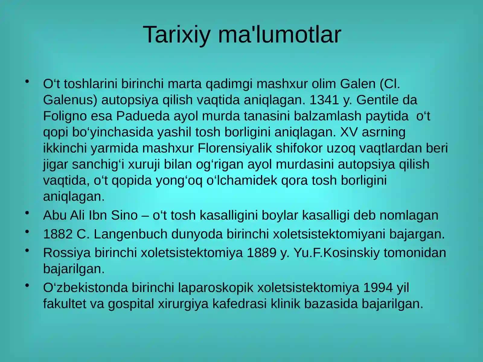 O‘t tosh kasalligi. Xoletsistitlar, diagnostikasi va davolash 3