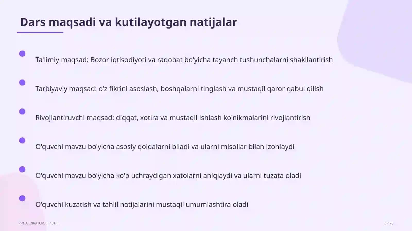Bozor iqtisodiyoti va raqobat (10-sinf) 3