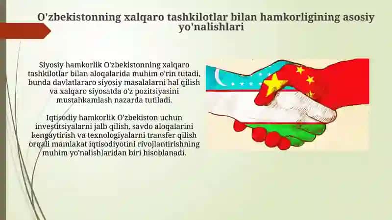 O'zbekistonning xalqaro tashkilotlar bilan hamkorlik aloqalari 3