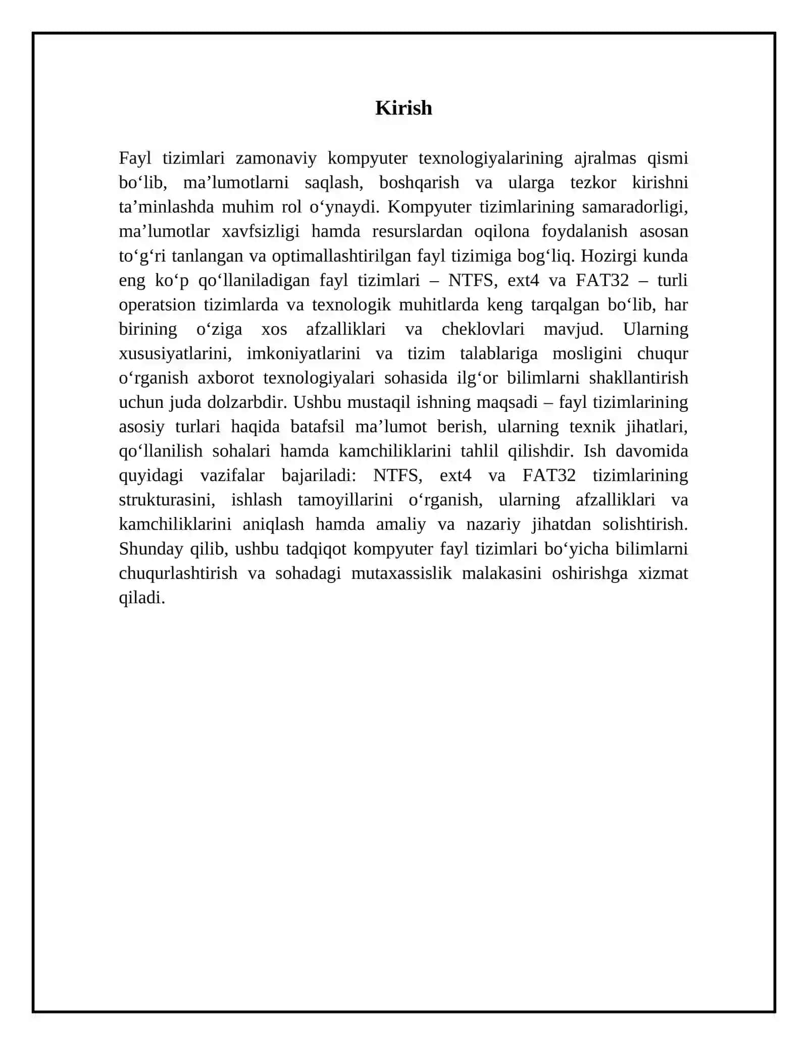 Fayl tizimlari va ularning turlari (NTFS, ext4, FAT32) 3
