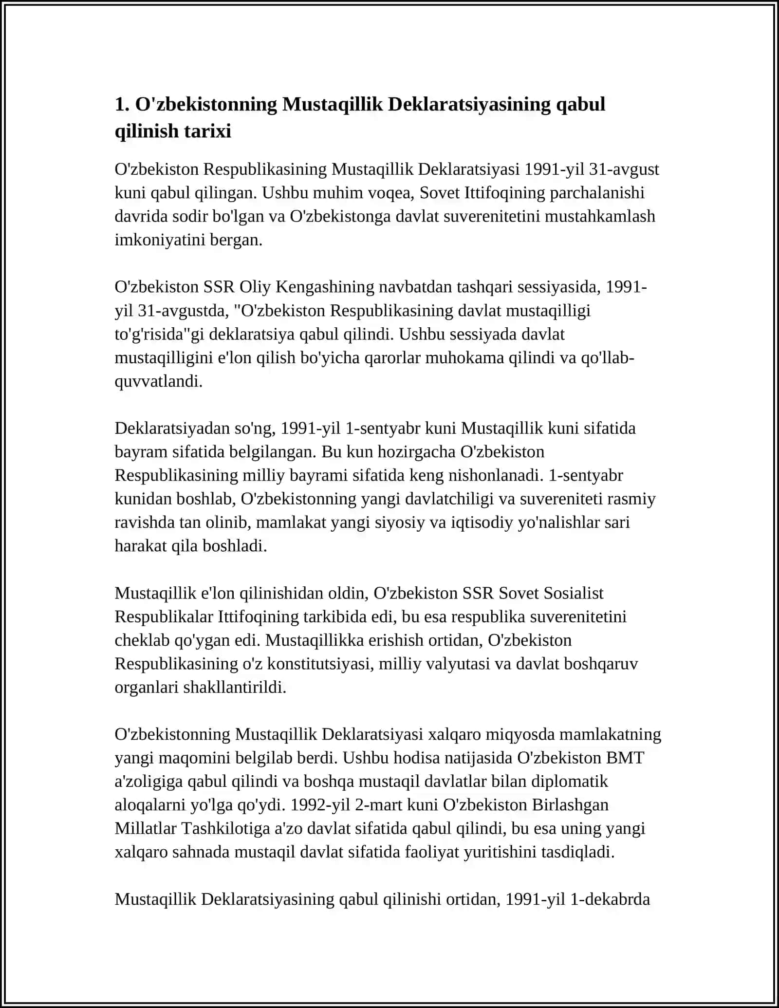 O'ZBEKISTONNING MUSTAQILLIK DEKLARATSIYASI 3