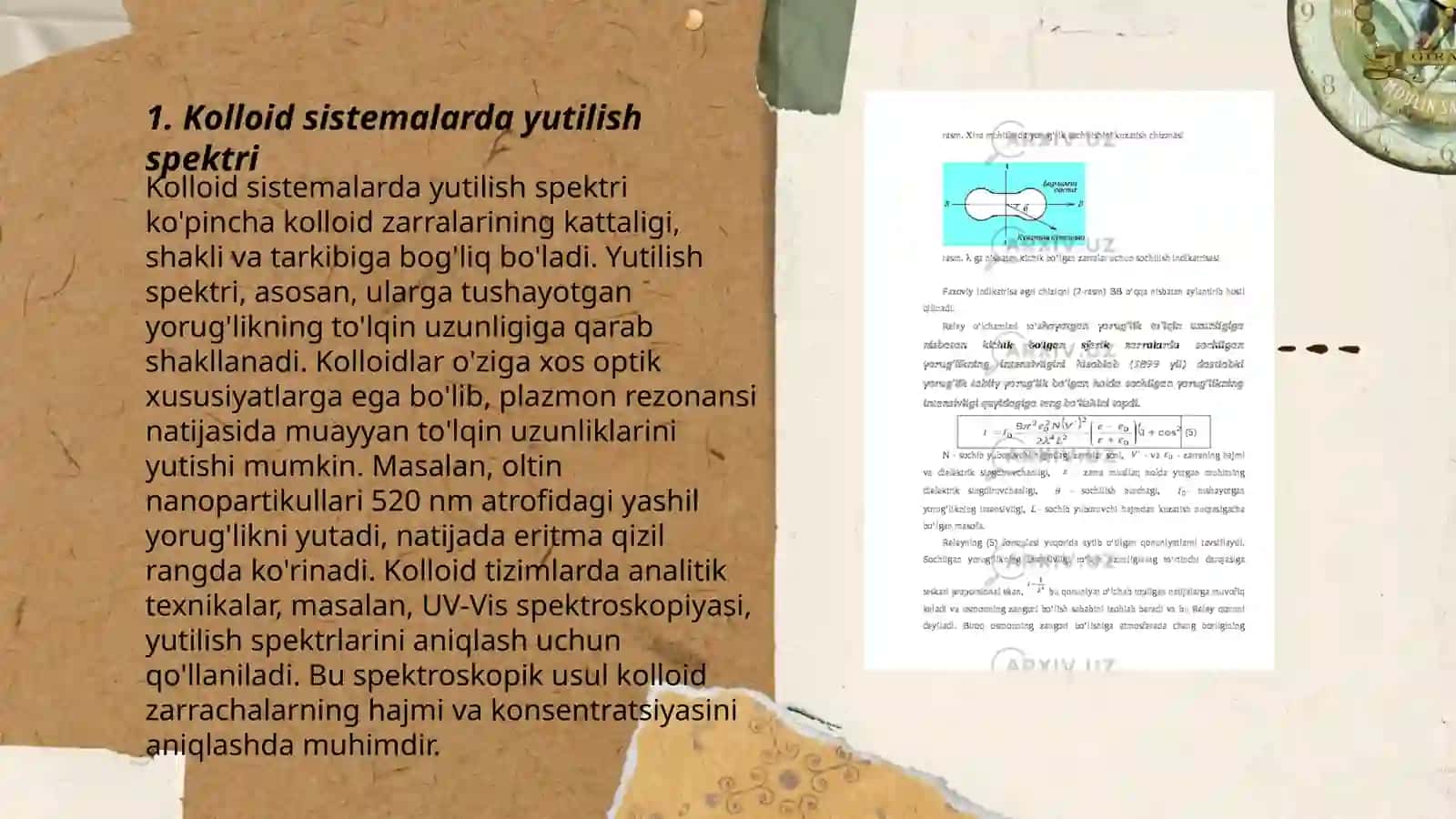 Kolloid sistemalar tomonidan nurning yutilishi va sochilishi 3