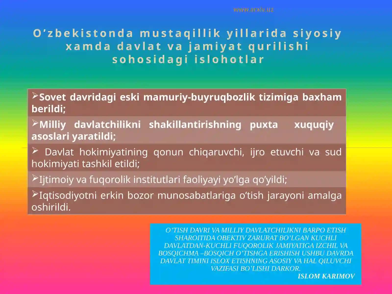 O’zbekistonning rivojlanishi va yuksalishi 3