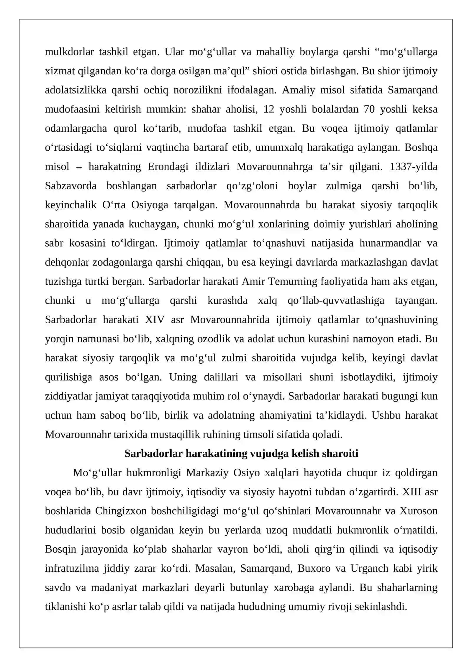 “Sarbadorlar harakati” – ijtimoiy qatlamlar to‘qnashgan maydon 3