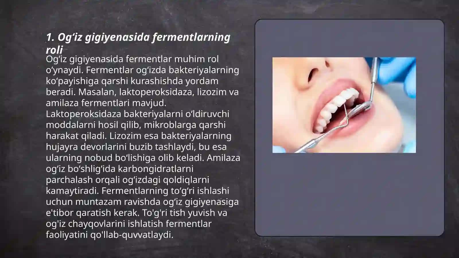 Ogʻiz gigiyenasida fermentlarning roli 3