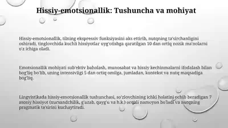 Hozirgi o'zbek adabiy tilidagi ma'noli gapning emotsionallik ko'raturlari 3
