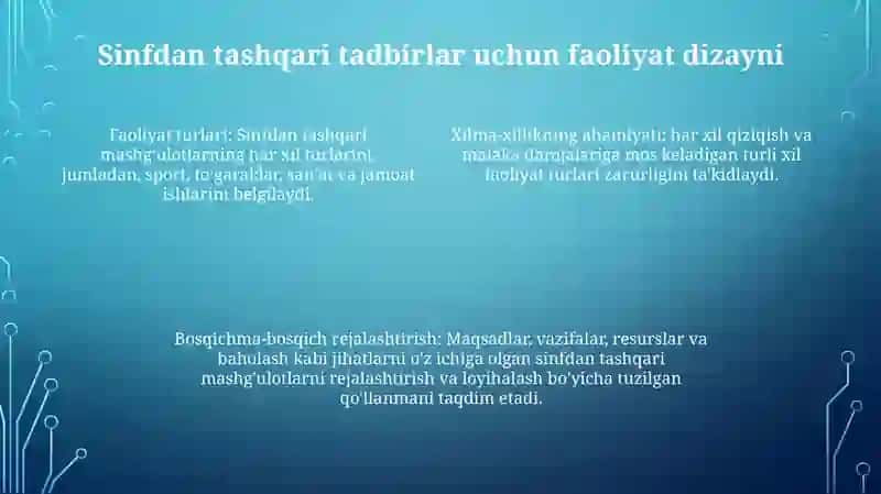 Dars Va Darsdan Tashqari Mashg'Ulotlarni Loyixalashtirish 3