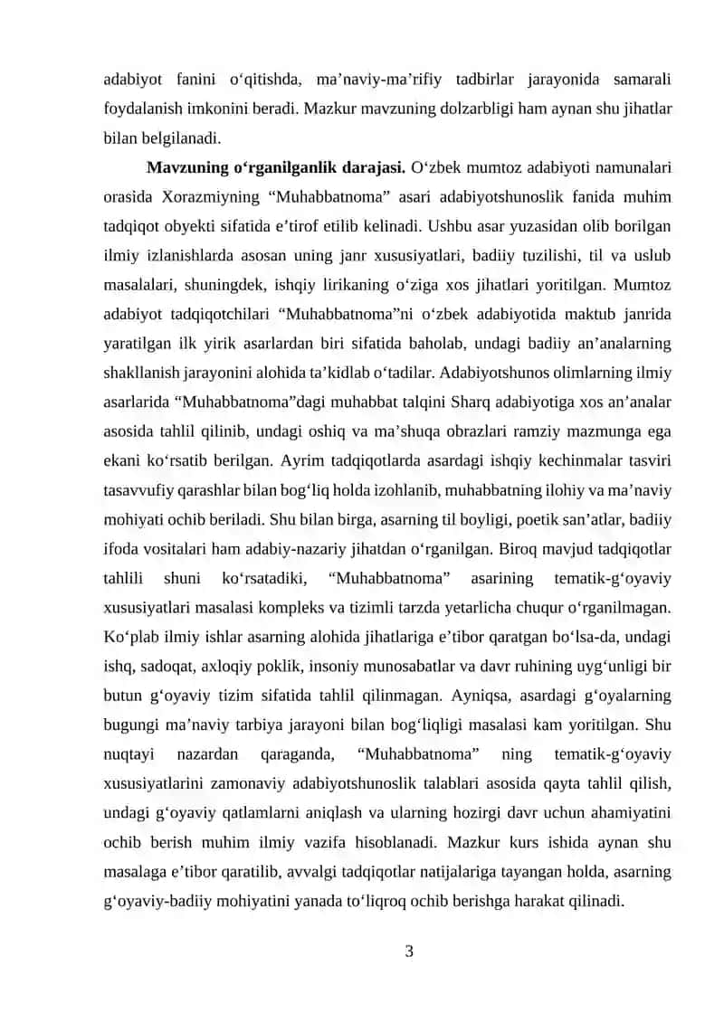 "Muhabbatnoma" ning tematik- g'oyaviy xususiyatlari 3
