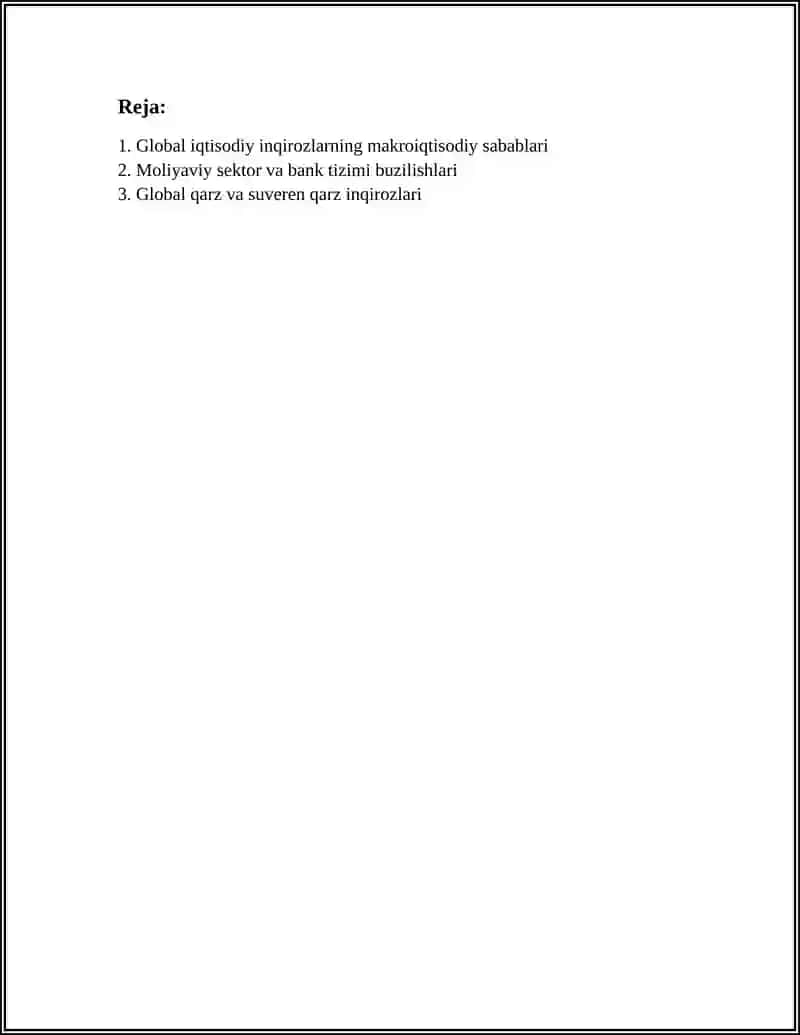 GLOBAL IQTISODIY INQIROZLARNING KELIB CHIQISH SABABLARI VA OQIBATLARI 3