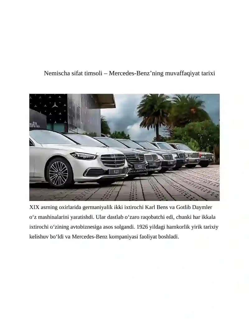 Mercedes-Benz’ning muvaffaqiyat tarixi 3