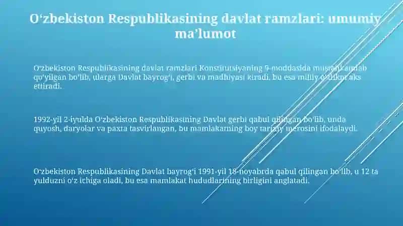 Oʻzbekiston Respublikasi davlat ramzlari va ahamiyati 3