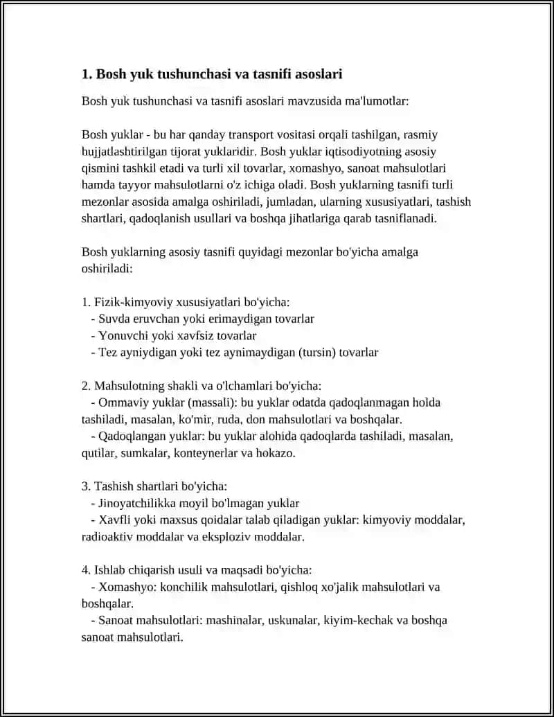 Bosh yuklarning tasnifi 3