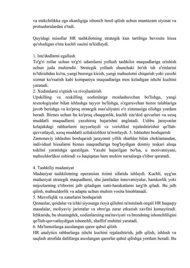 Tashkilotning ish sifatiga inson resurslarining ta’siri 3
