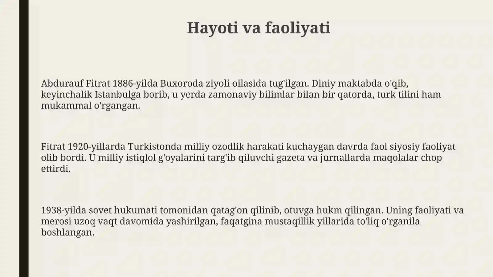 Abdurauf Fitrat: Hayoti va Faoliyati 3