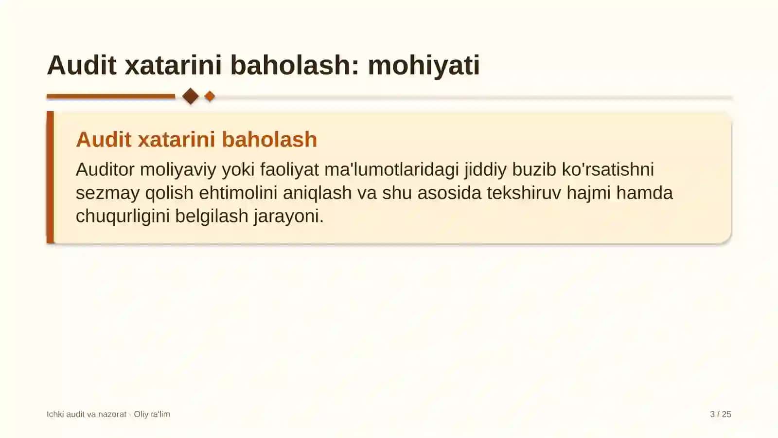Keytering xizmatida audit xatarini baholash 3