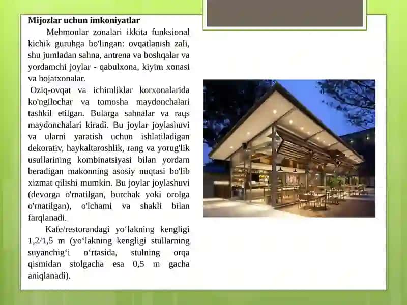 Ko'p o'rinli restoran bosh reja talablari 3