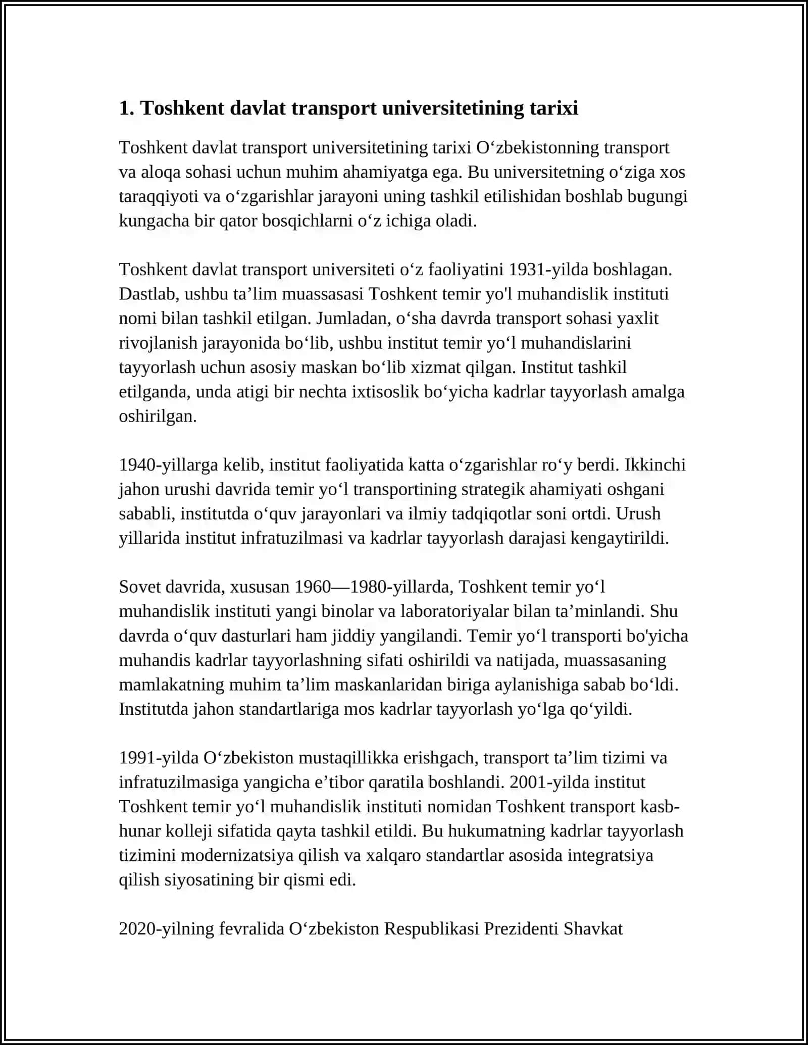TOSHKENT DAVLAT TRANSPORT UNIVERSITETI 3