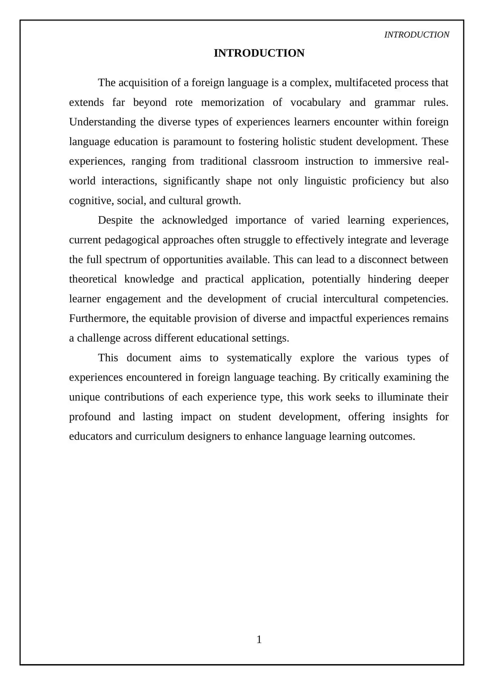 Types of experiences in foreign language teaching and their impact on student's development 3