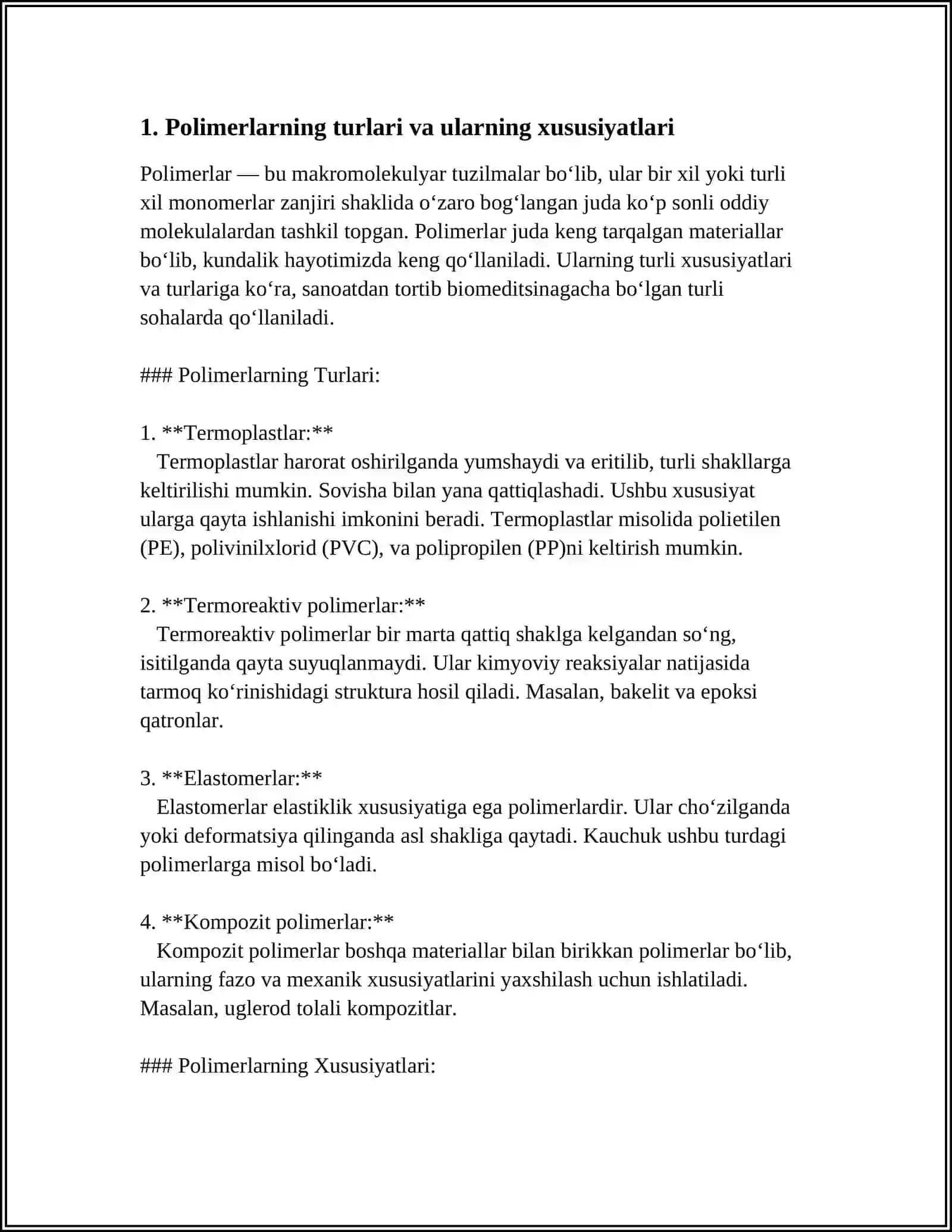 POLIMERLARDAN BUYUMLAR TAYYORLASH 3
