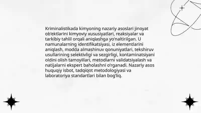 Kriminalistikada kimyoning o'rni 3