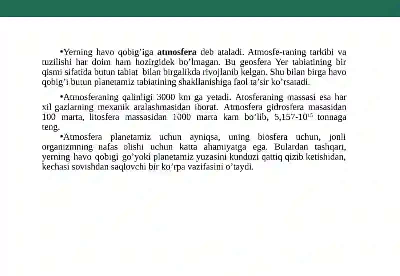 ATMOSFERANING TUZILISHI VA TARKIBI 3