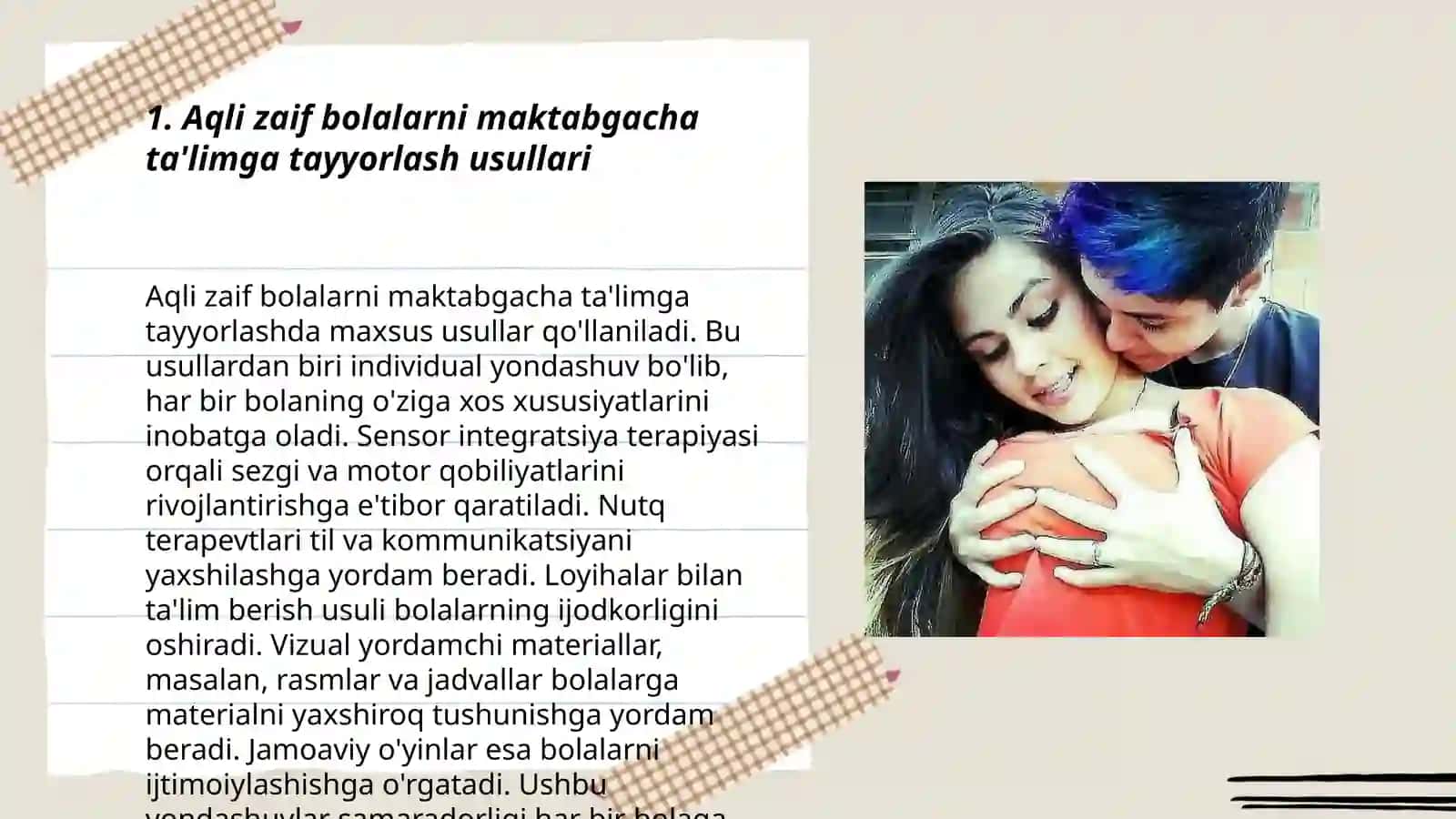 Aqli zaif bolalarni imkoniyati cheklangan bolalar uchun ixtisoslashtirilgan maktab ta'limiga tayyorlash 3