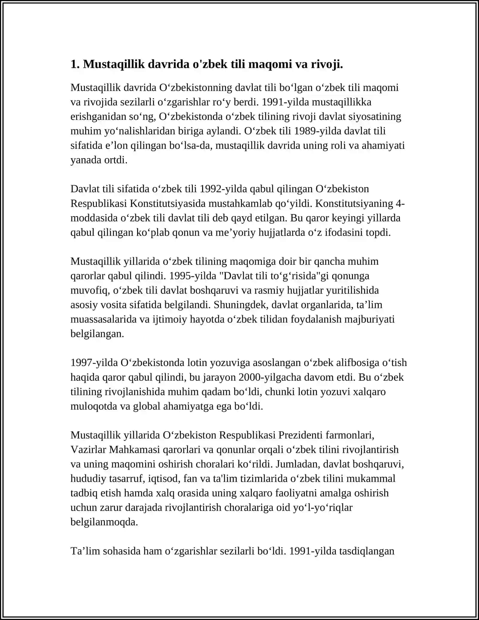 MUSTAQILLIK YILLARIDA O'ZBEKISTONDAGI MA'NAVIY-MADANIY TARAQQIYOT 3