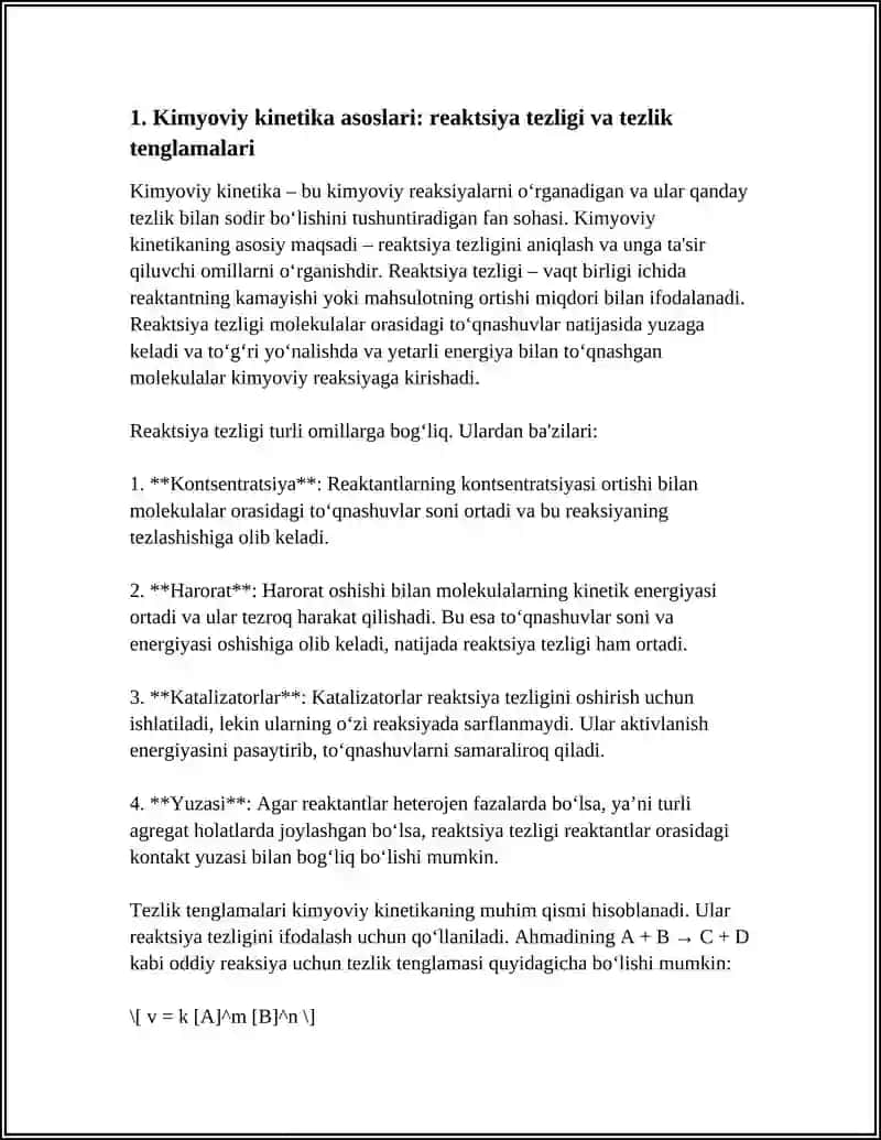 KIMYOVIY KINETIKA.ERITMALARNI O‘RGANISH 3