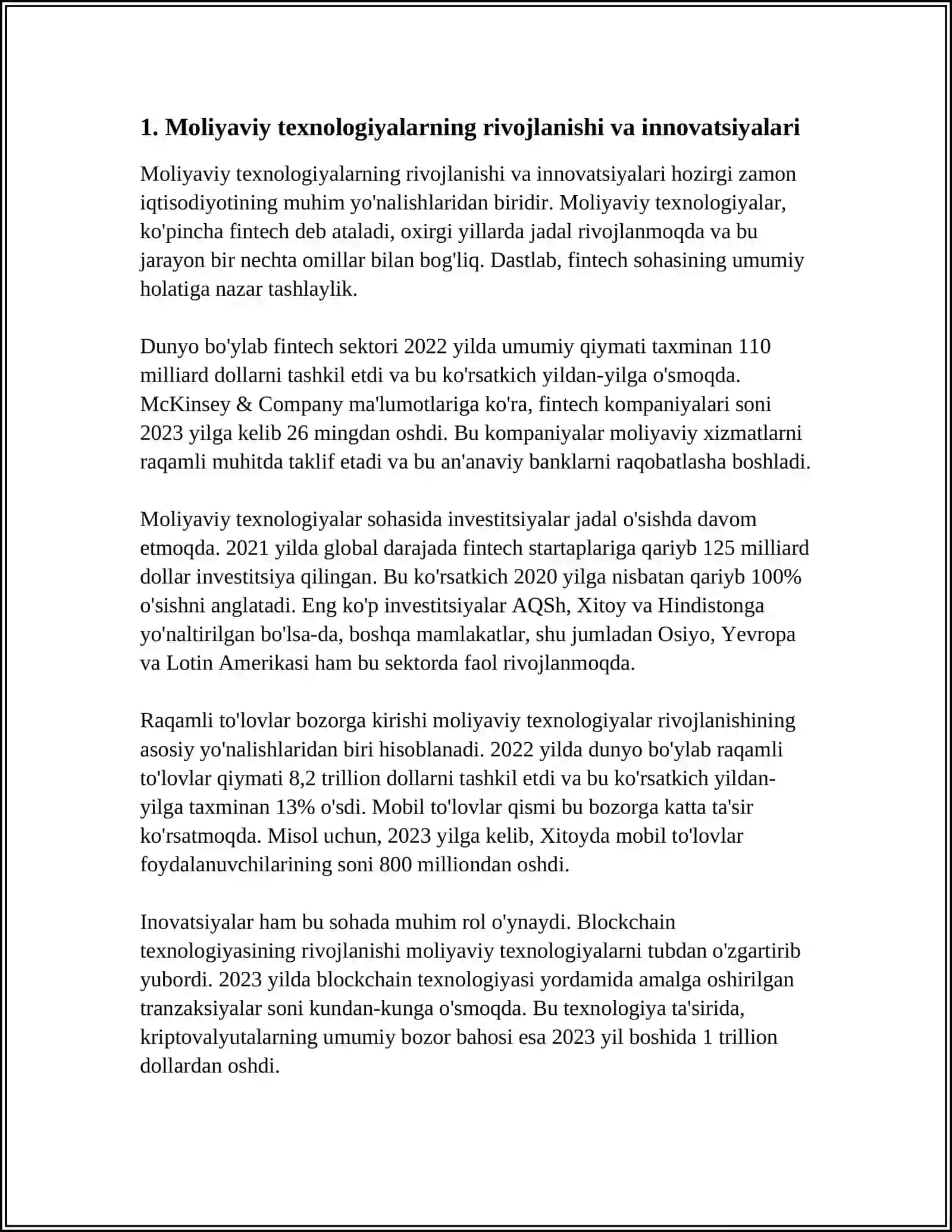Moliyaviy Texnologiyalar (Fin Tech) va Kriptovalyutalarning Global Roli 3