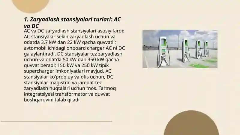 Zaryadlash infratuzilmasi va tarmoqqa ulanish tizimi 3