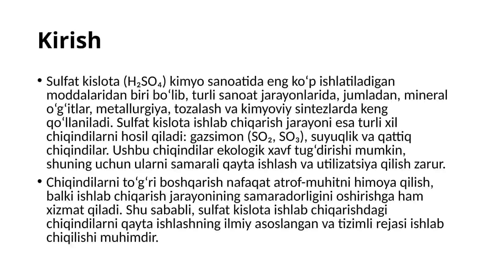 Sulfatkislota ishlab chiqarish 3