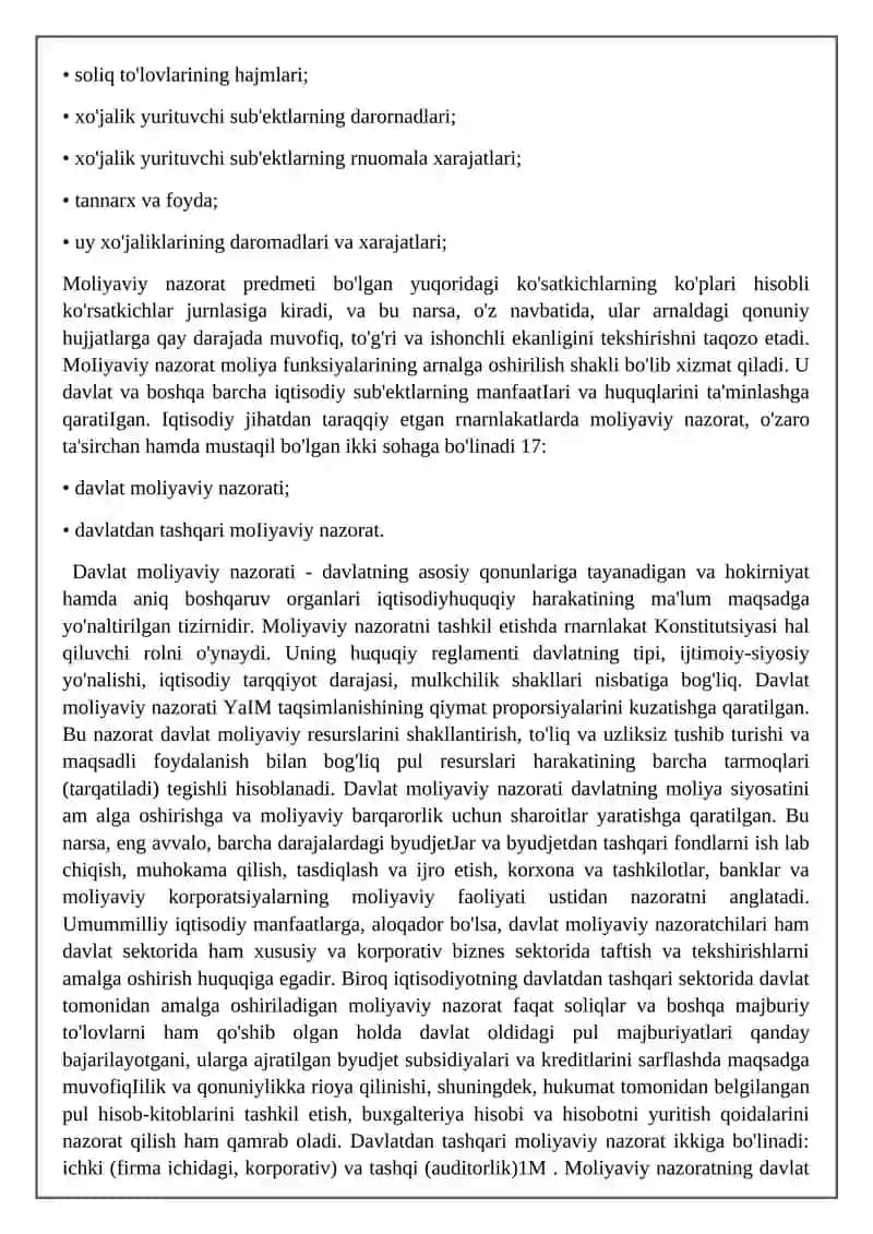 Moliyaviy nazorat turlari, shakllari va metodlari 3