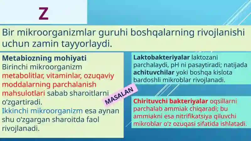 Mikroorganizmlarning o‘zaro va boshqa organizmlar bilan munosabati 3