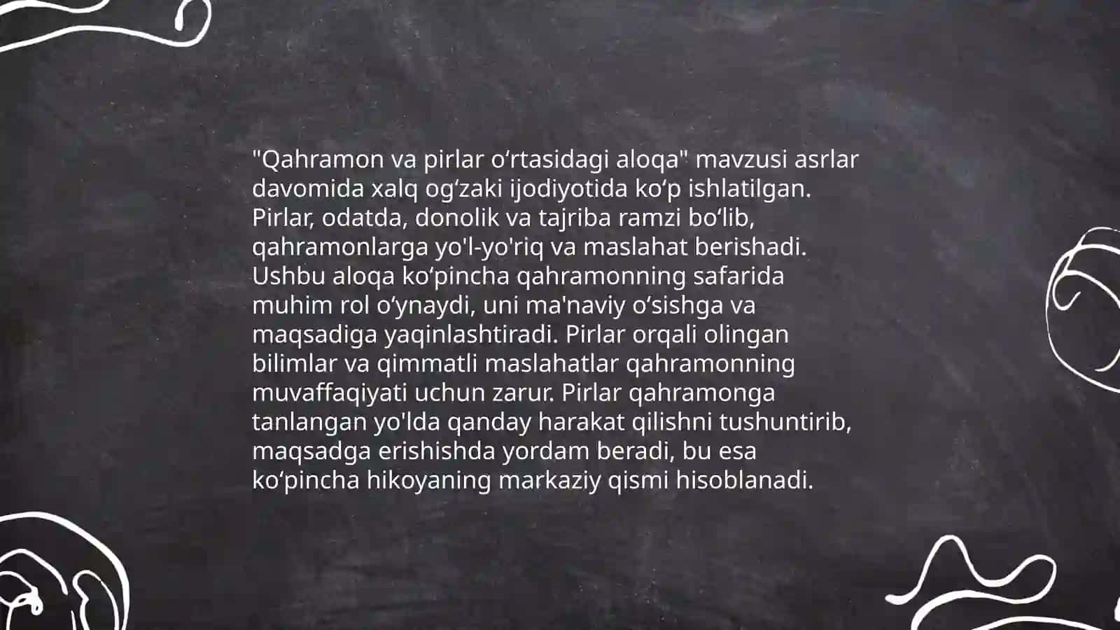 Qahramon va pirlar oʻrtasidagi aloqa 3