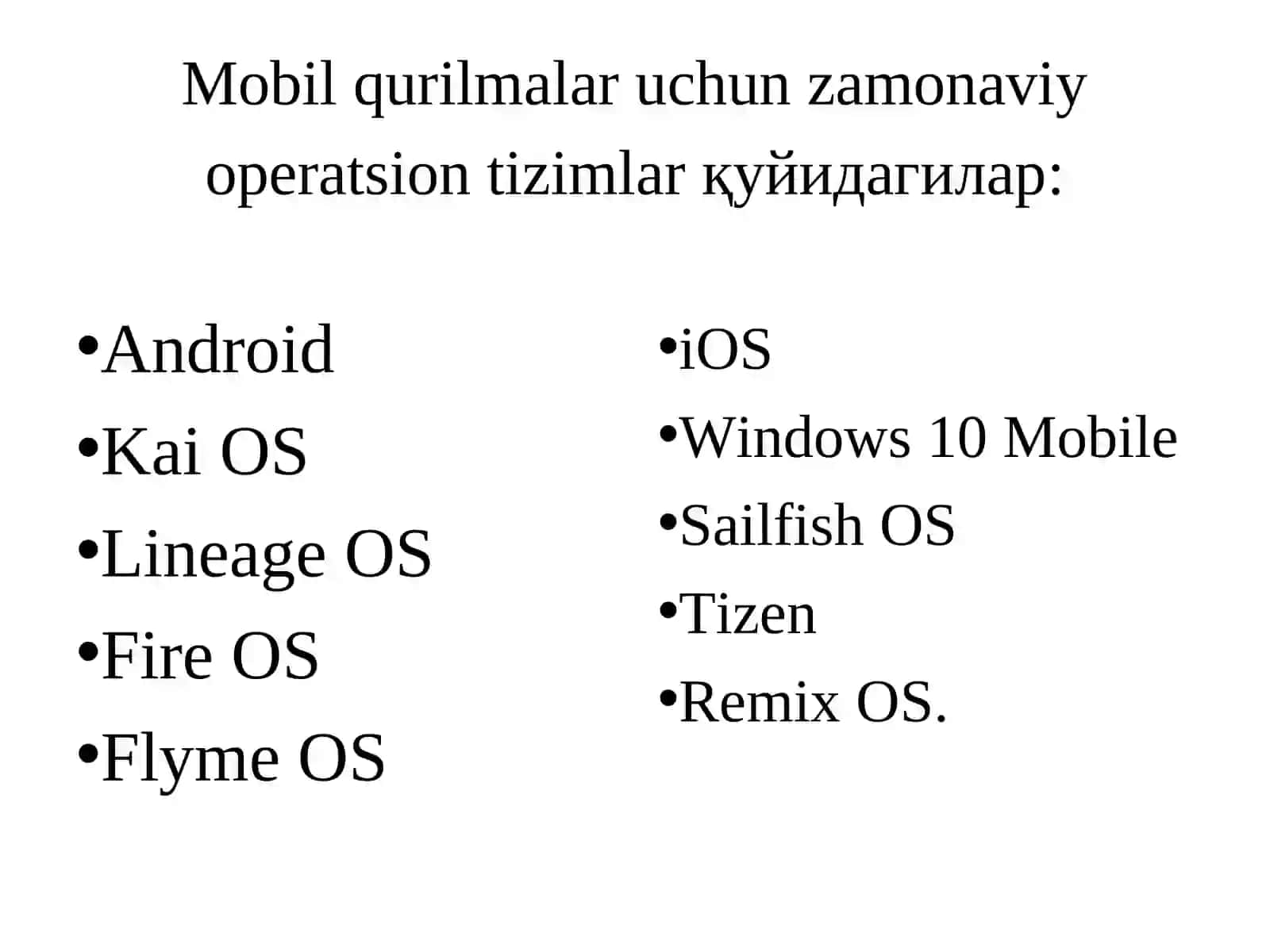 Mobil operatsion tizimlar 3