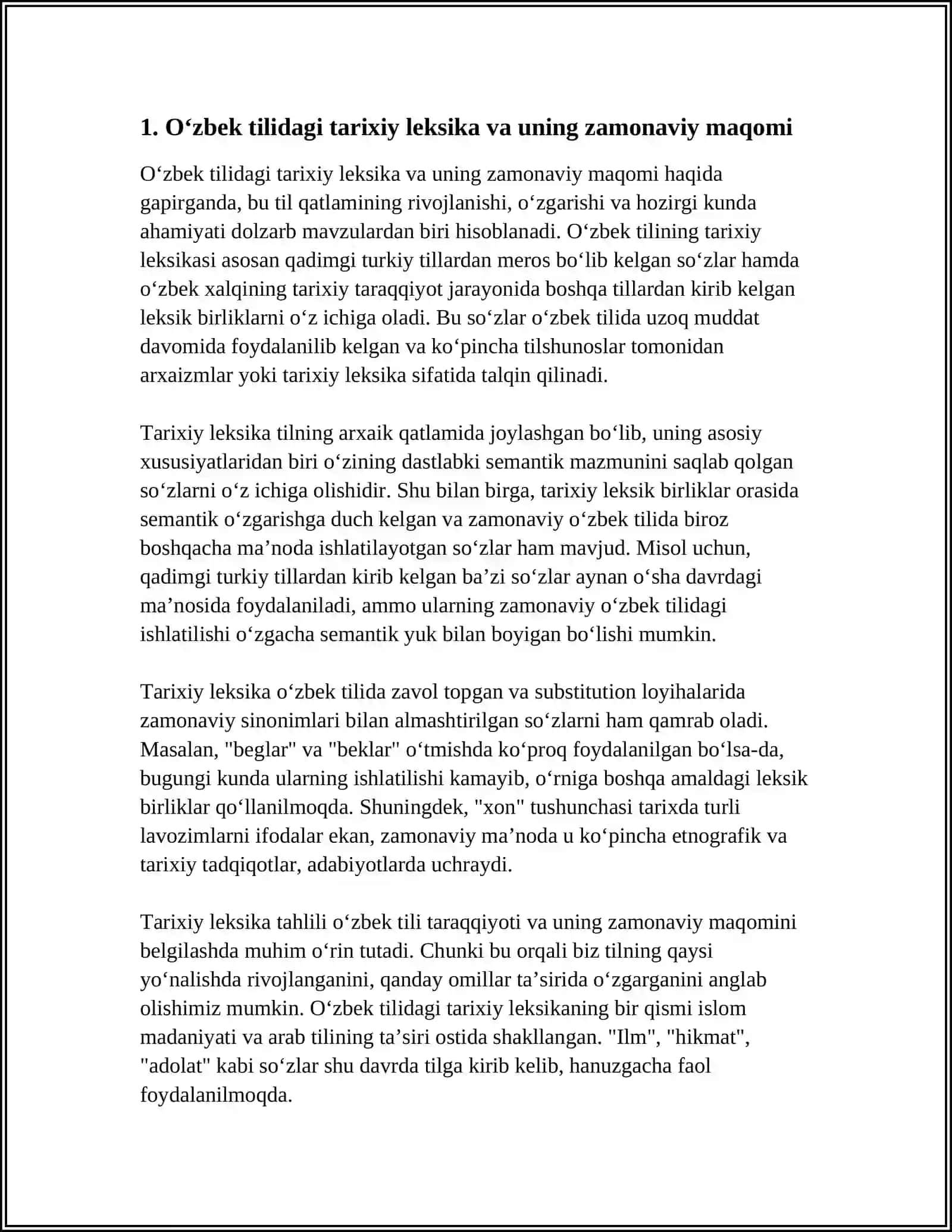TARIX VA ZAMONAMIZ. TILNING LEKSIK QATLAMLARI 3