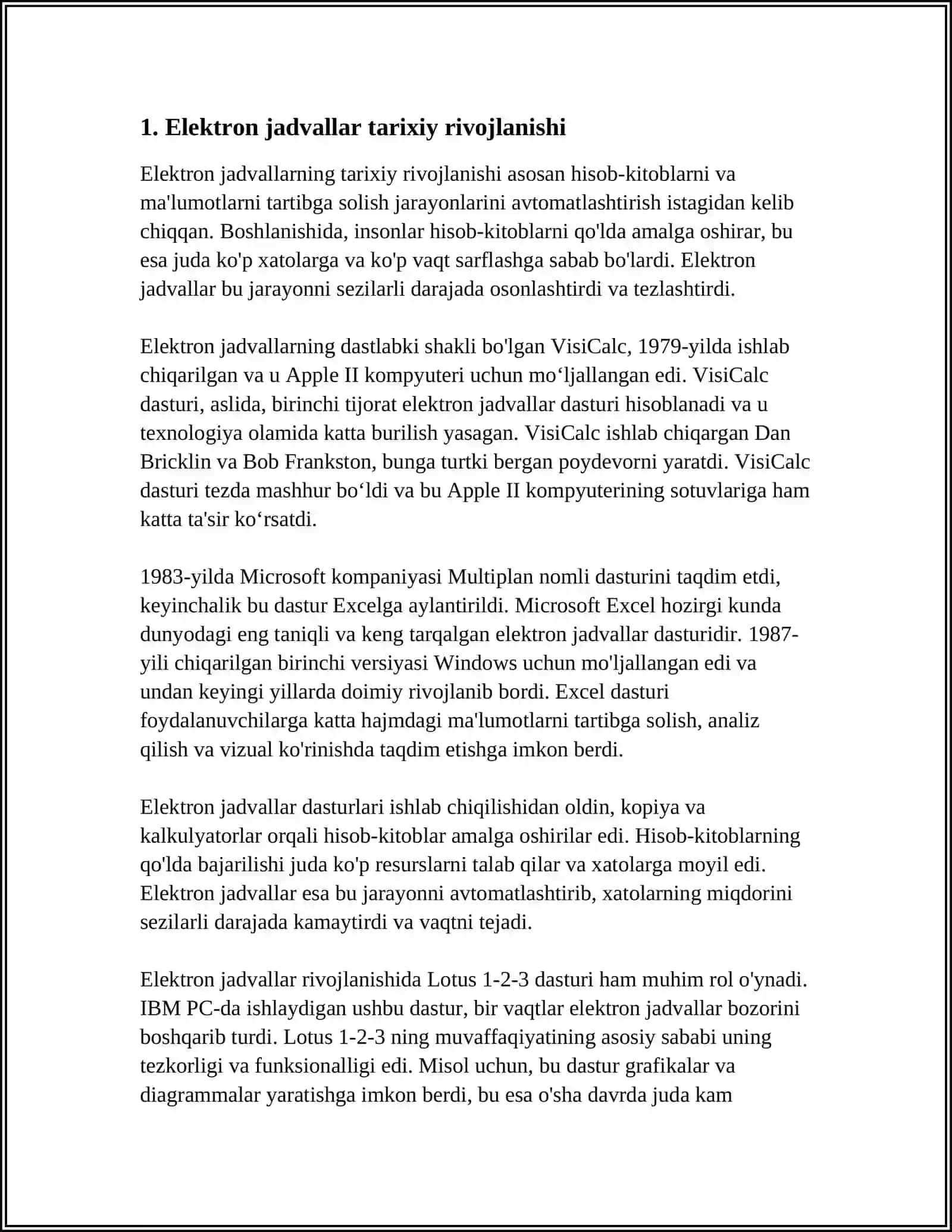 Elektron jadvallar tarixiy rivojlanishi 3