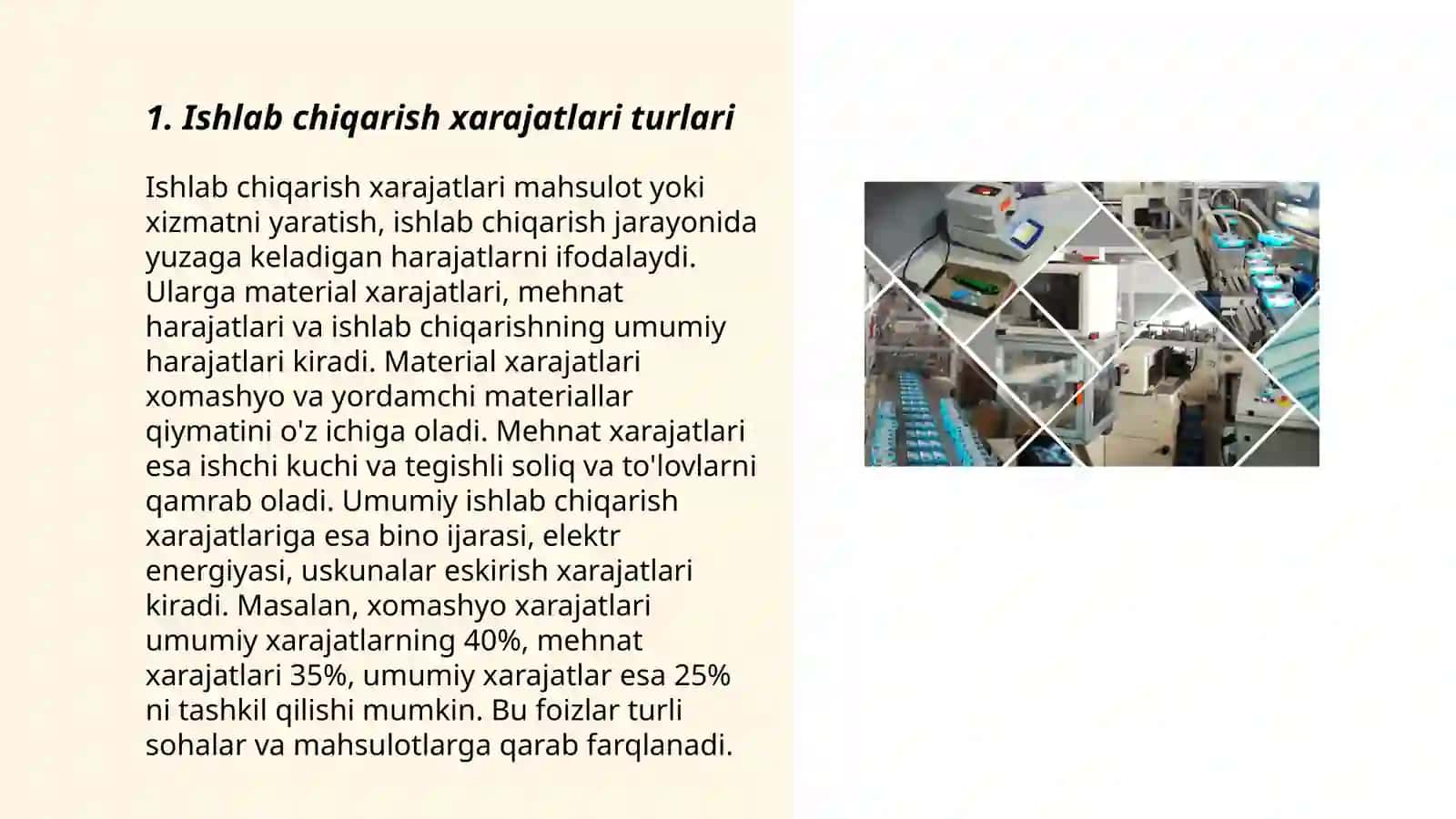 Ishlab chiqarish xarajatlari va foyda 3