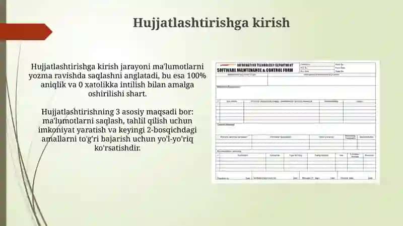 Hujjatlashtirish, baholash va texnik xizmat ko‘rsatish 3