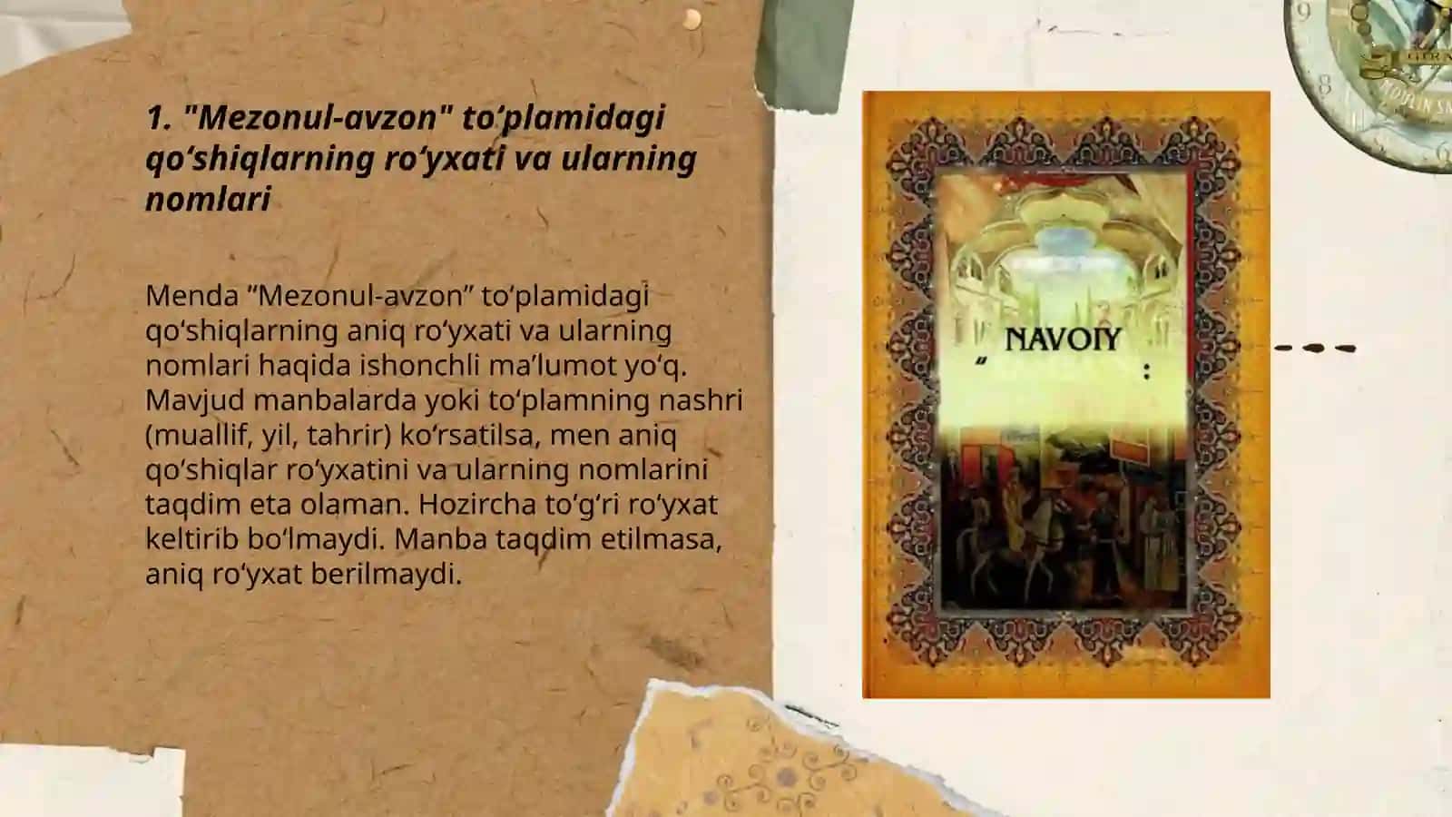 Mezonul-avzon qo'shiqlari nomlari 3