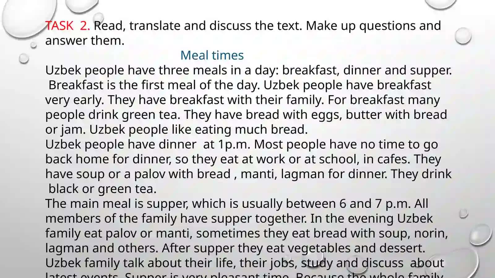 Meal times 3