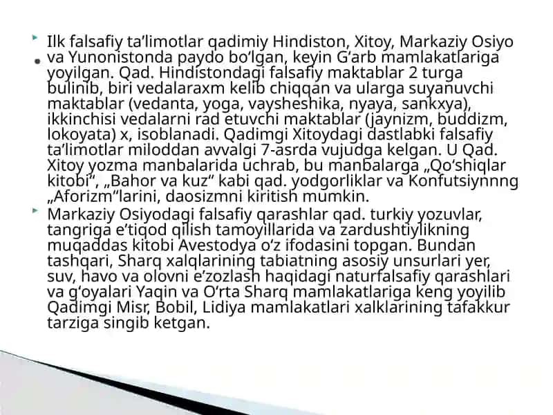 Sharq va G’arb falsafasini ta’riflash 3