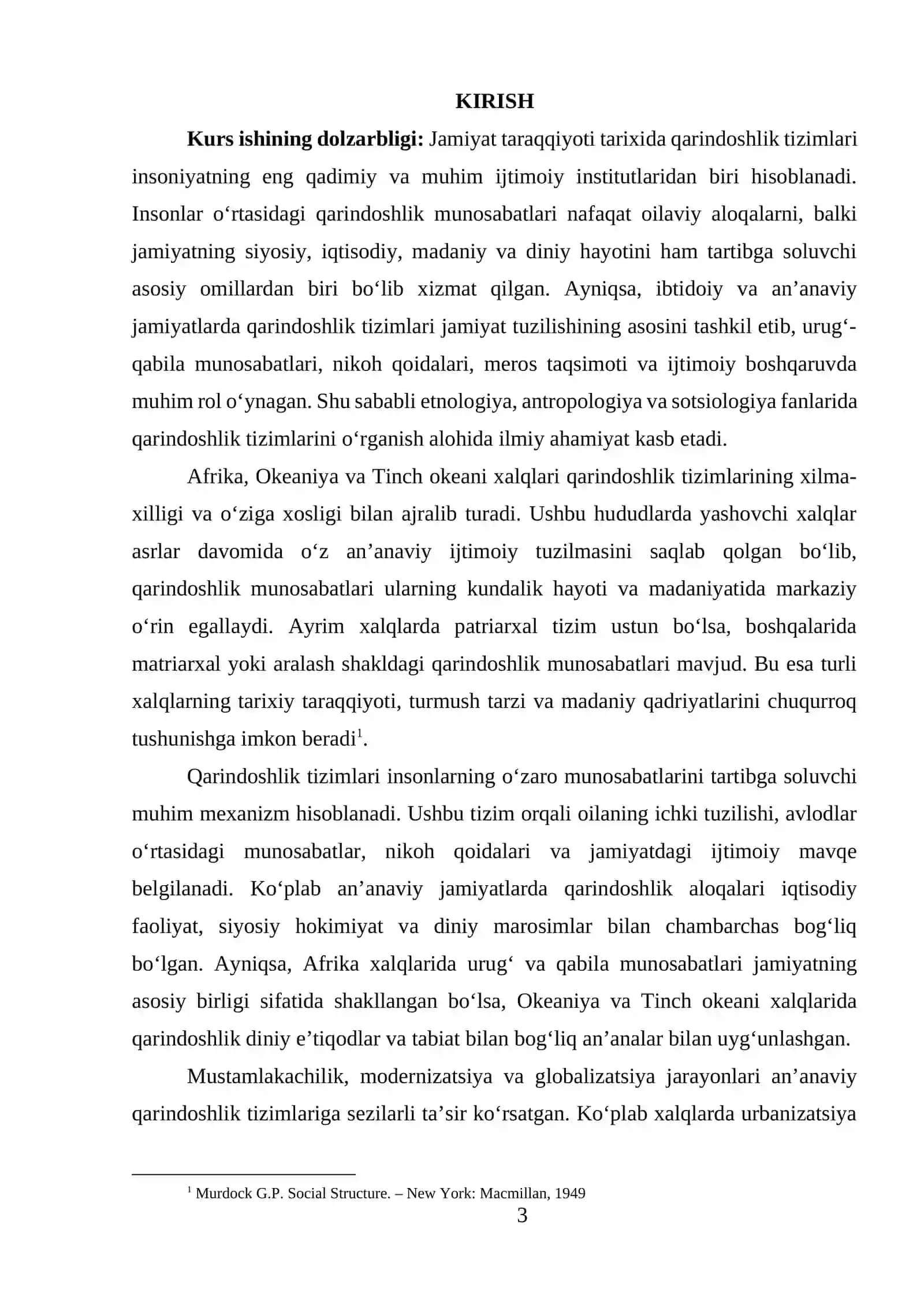 QARINDOSHLIK TIZIMLARI: AFRIKA, OKEANIYA VA TINCH OKEANI XALQLARI MISOLIDA 3