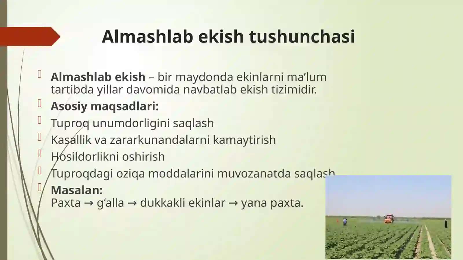 PAXTACHILIK XO‘JALIKLARIDA ALMASHLAB EKISH VA EKIN MAYDONLARI 3