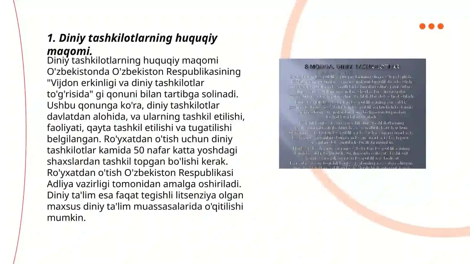 Diniy tashkilotlar faoliyatining qóshimcha kafolatlari 3